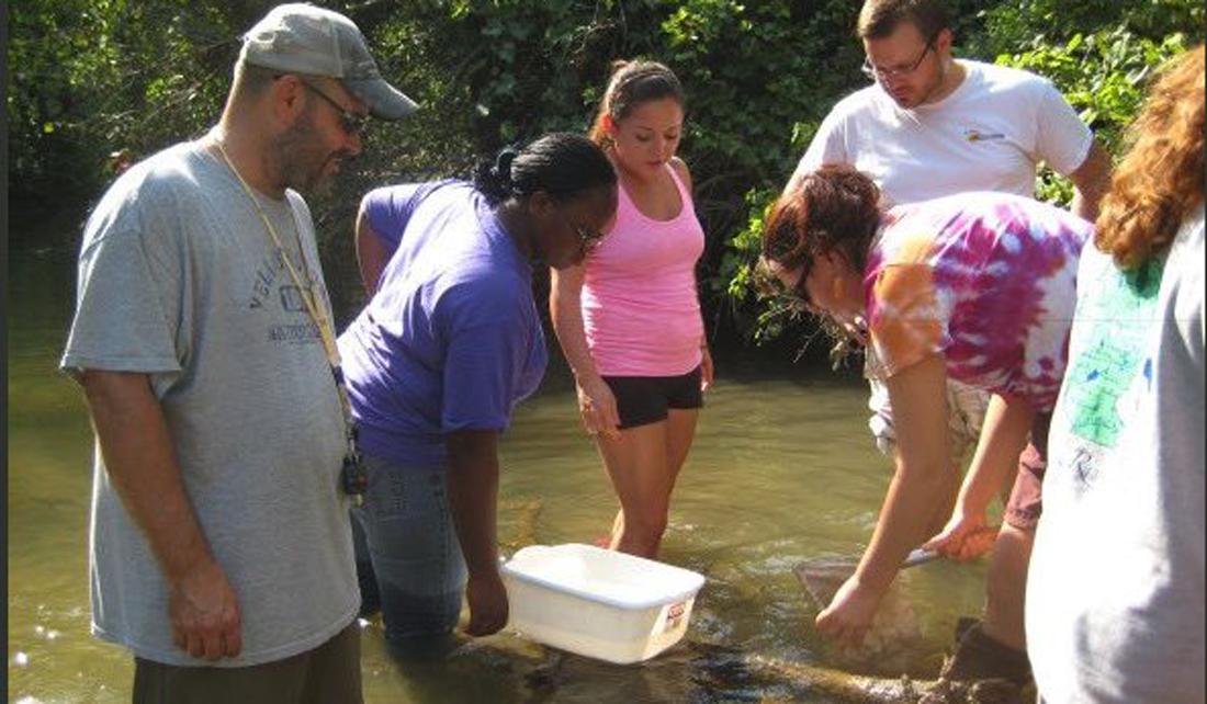 Indiana Master Watershed Steward Program participants test a stream's water quality