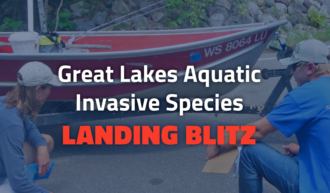 people inspecting boat - Great Lakes Aquatic Invasive Species Landing Blitz