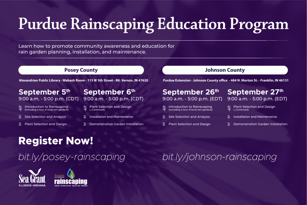 information for Posey County and Johnson County rainscaping programs