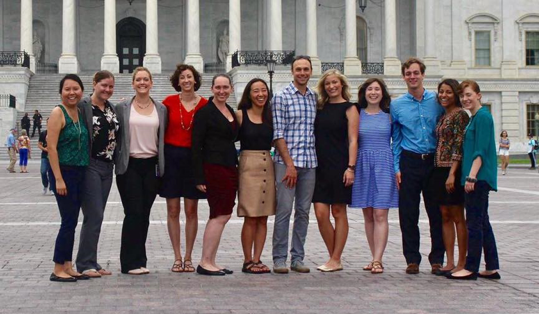 Group of Knauss Fellow graduate students standing in front of the Capitol Building in Washington, D.C.