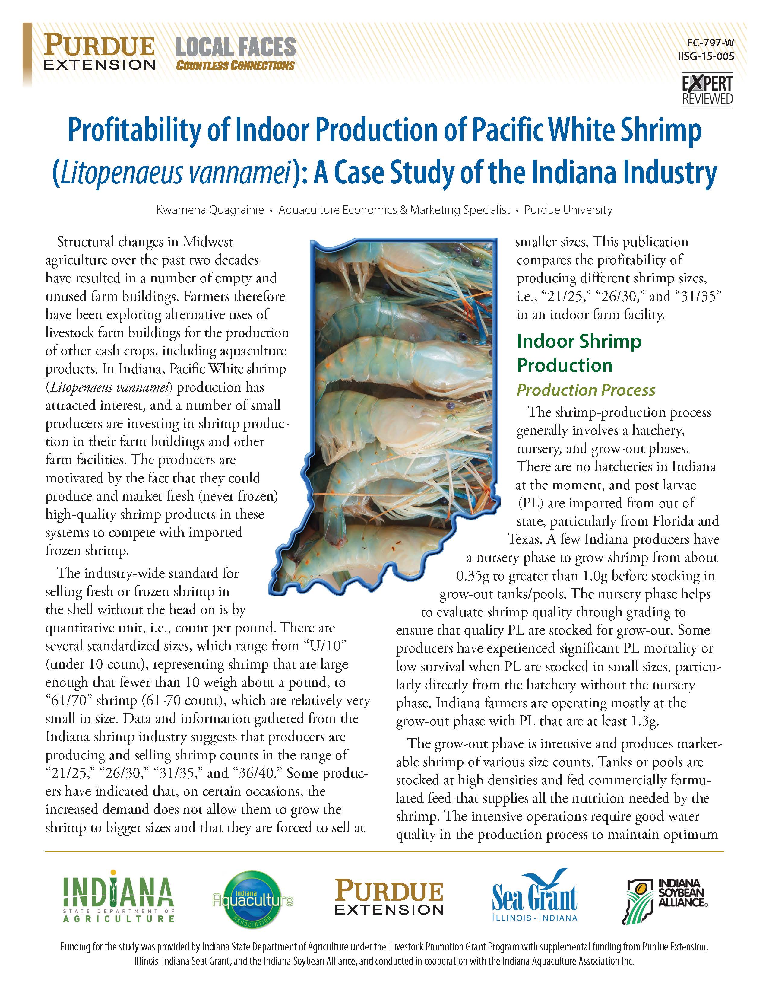 Profitability of Indoor Production of Pacific White Shrimp (Litopenaeus vannamei) Thumbnail