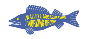 graphic of walleye with "Walleye Aquaculture Working Group" lettering across the body