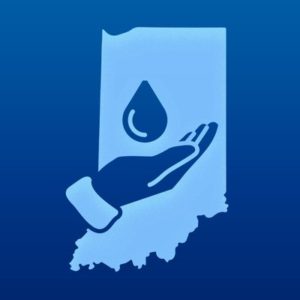 Indiana Master Watershed Steward Program logo (Indiana state with hand icon holding a droplet of water)