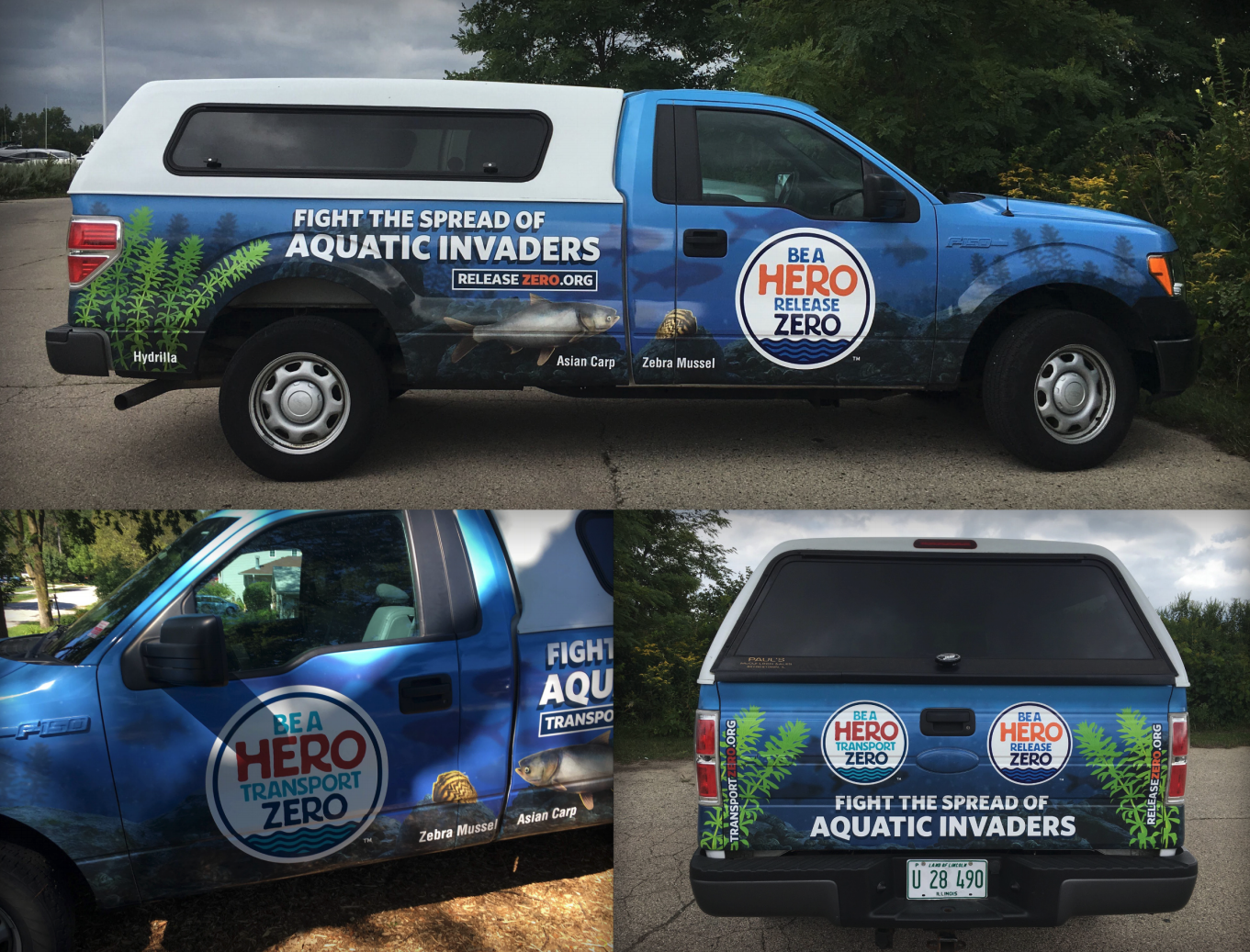 AIS truck wrap on parked Illinois DNR truck