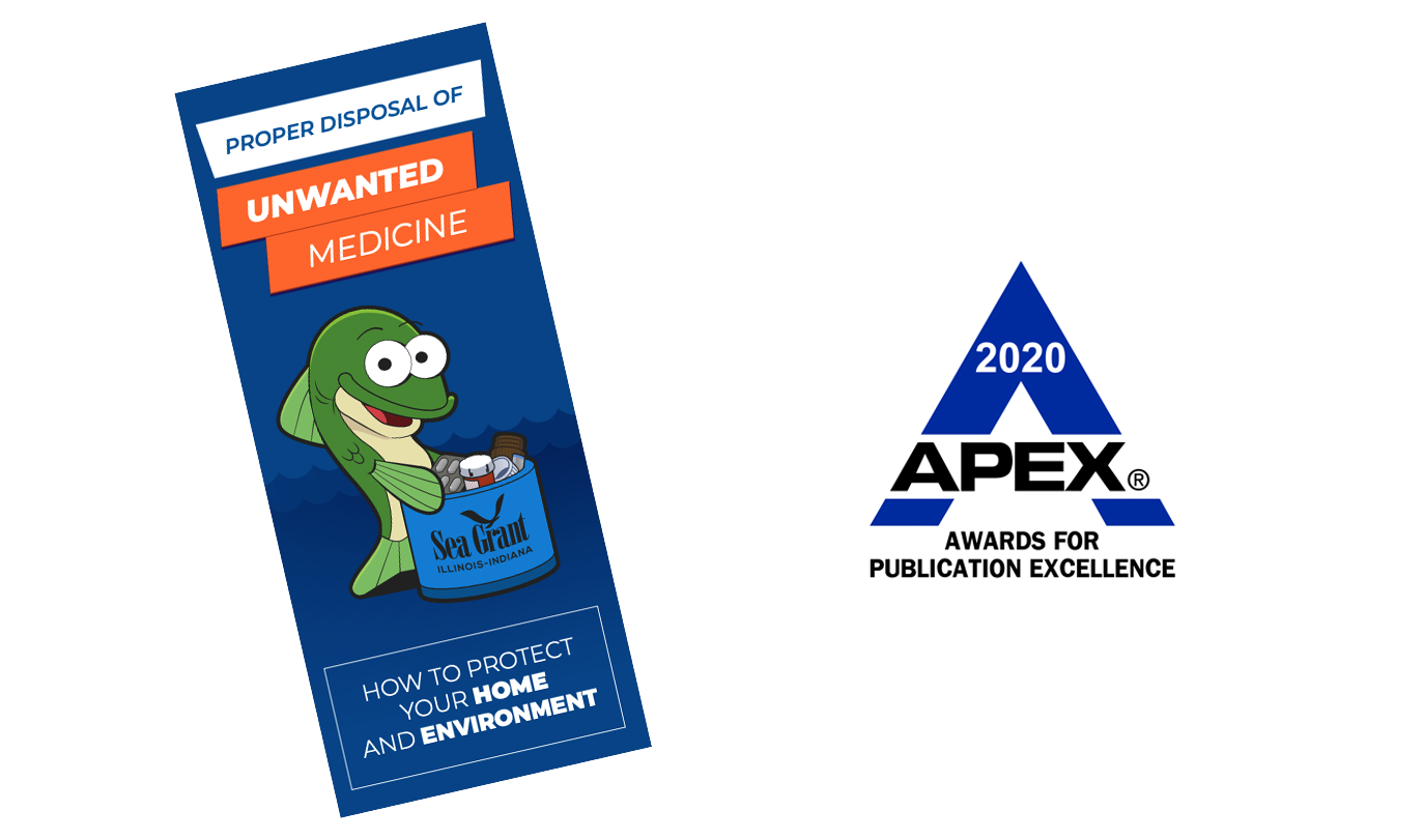 Unwanted Meds brochure front page and 2020 APEX Awards logo