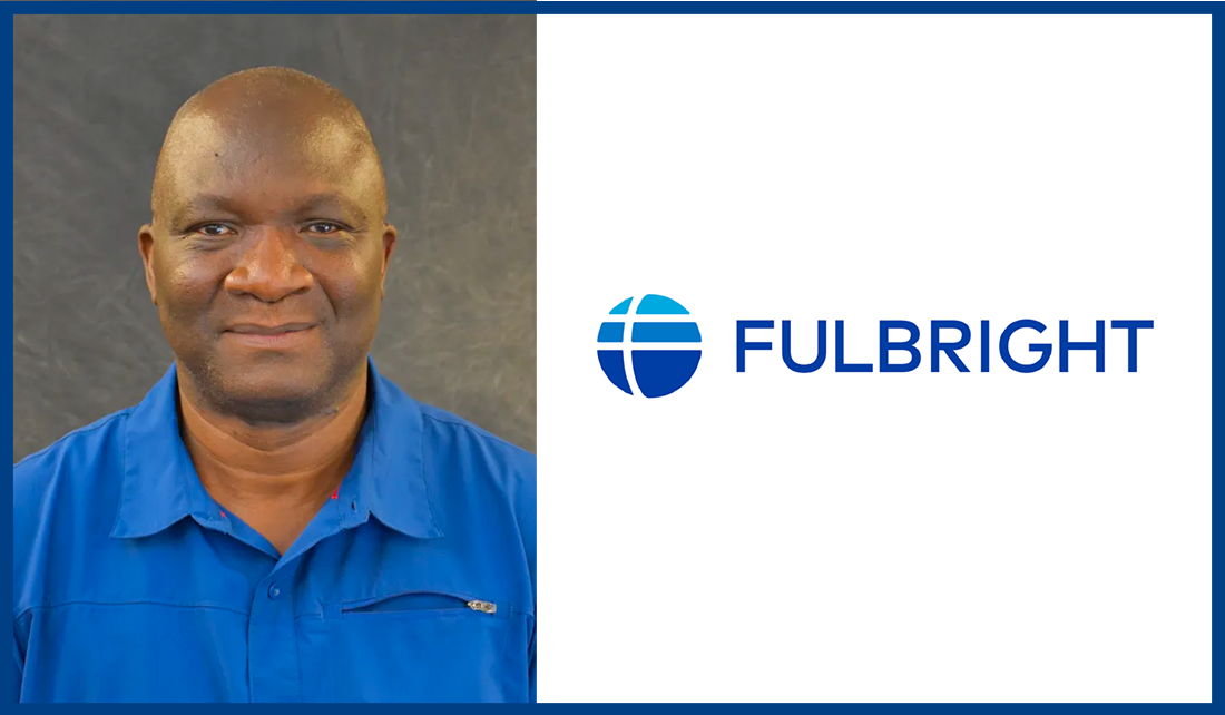 Fulbright logo and headshot of Kwamena Quagrainie