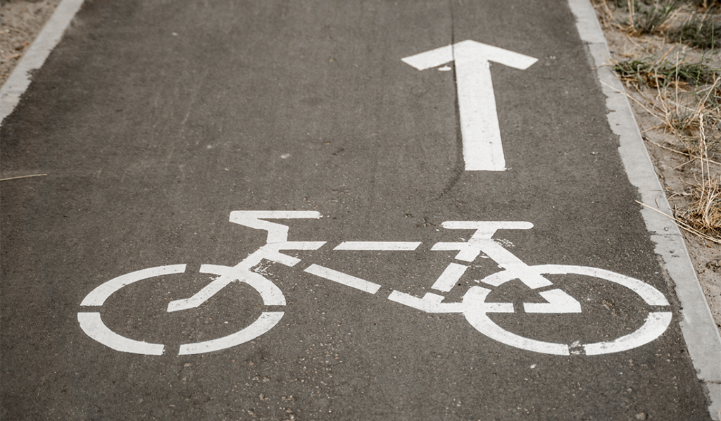 bike lane markings on pavement
