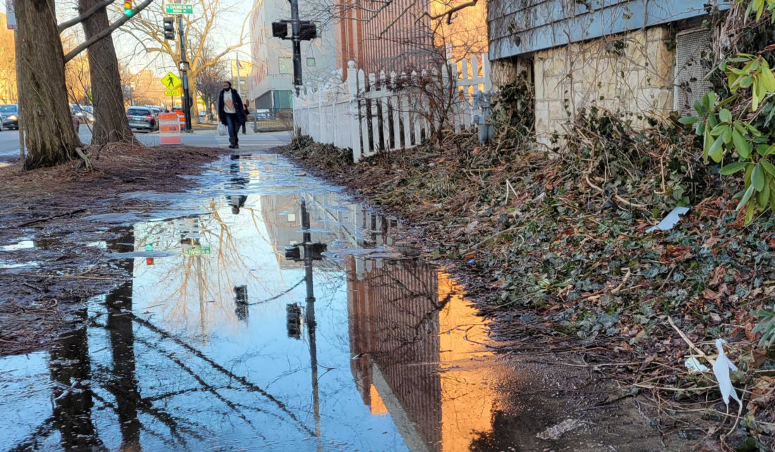 Water on sidewalks