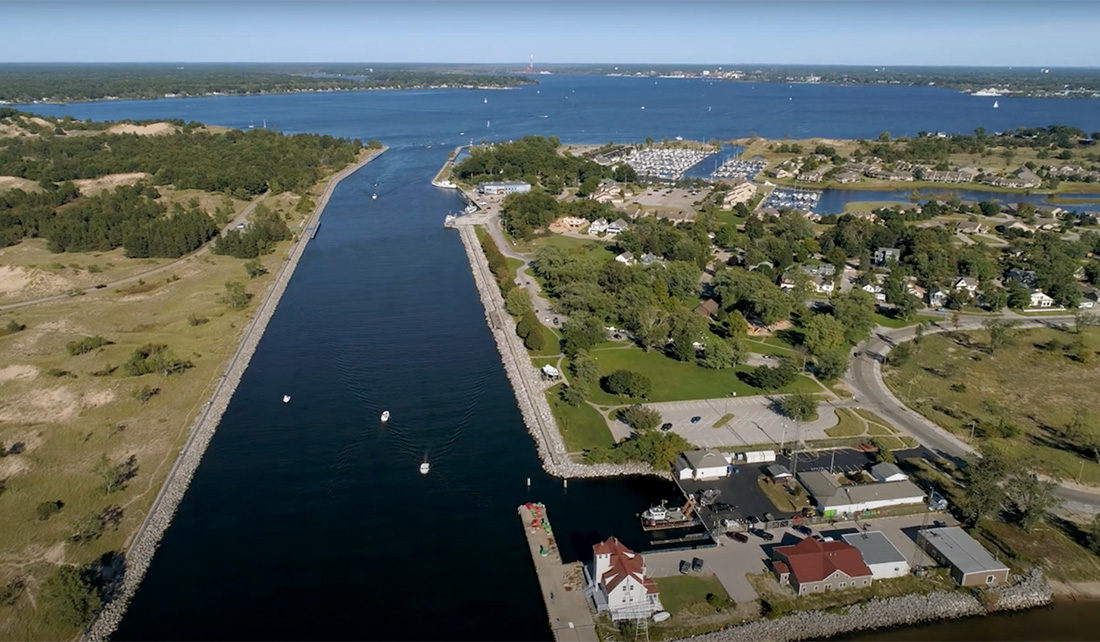 aerial view of Muskegon Lake