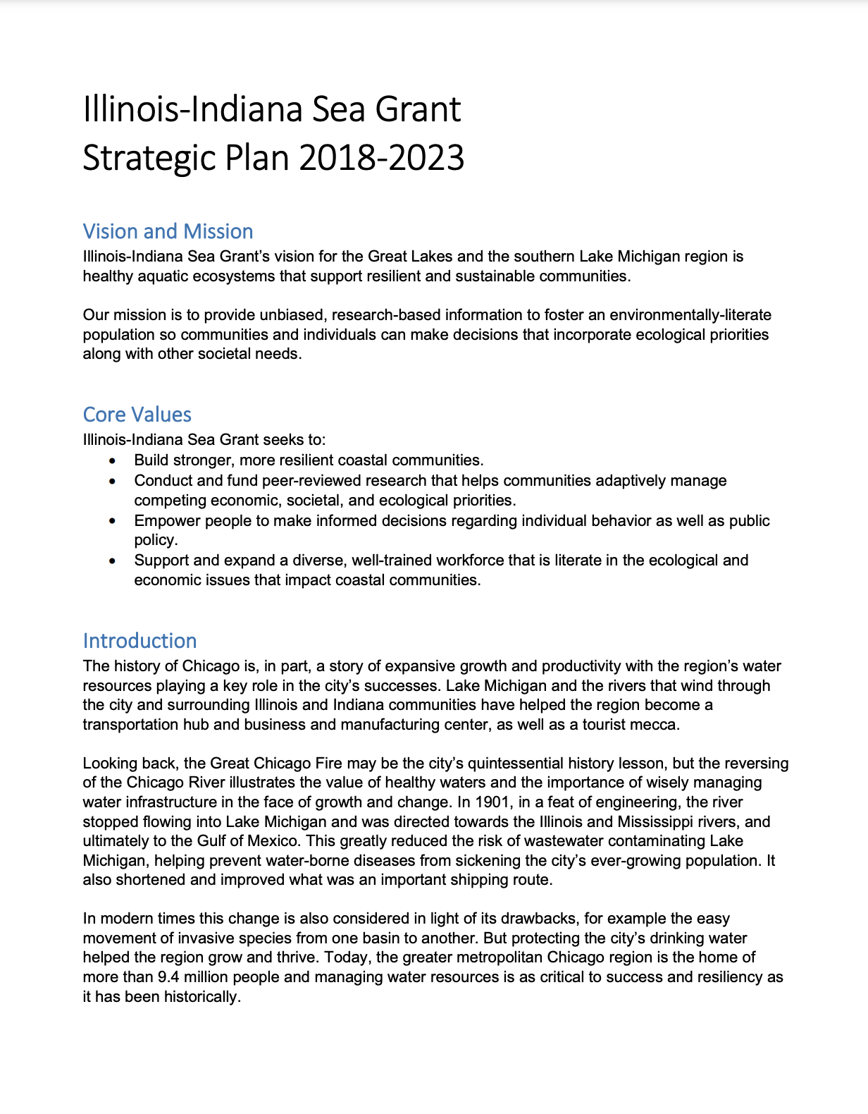 Illinois-Indiana Sea Grant Strategic Plan 2018-2023 Thumbnail