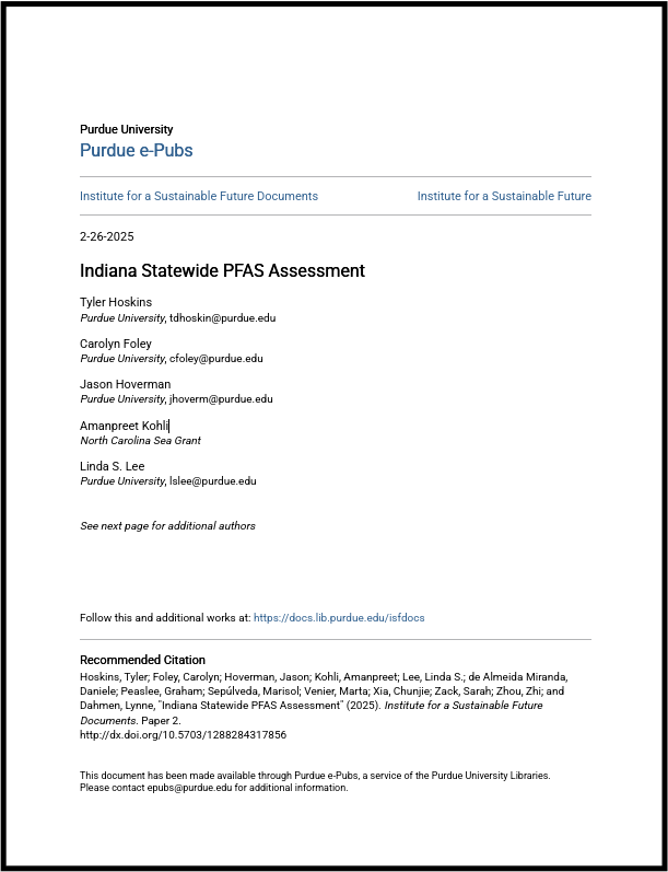 Indiana Statewide PFAS Assessment Thumbnail