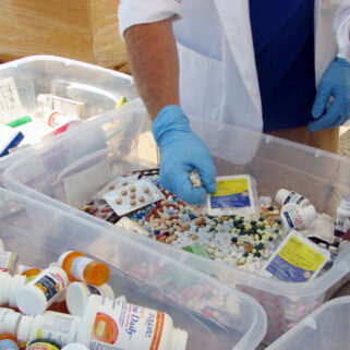 Tubs showing medicine disposal